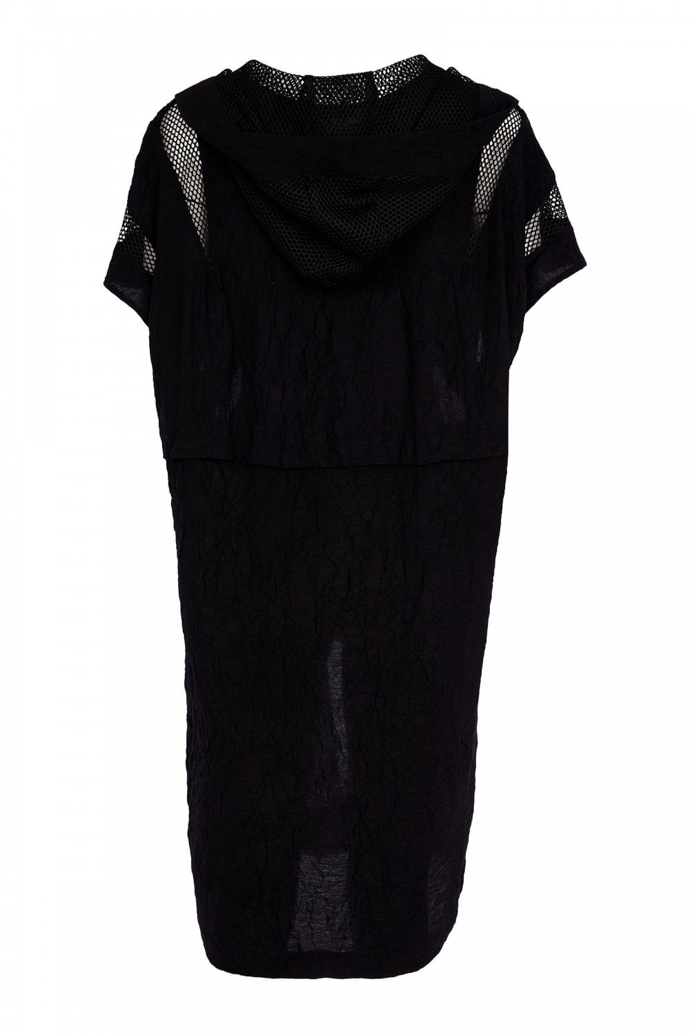 NAYA Schwarze lange Kapuzen-Mesh-Jacke
