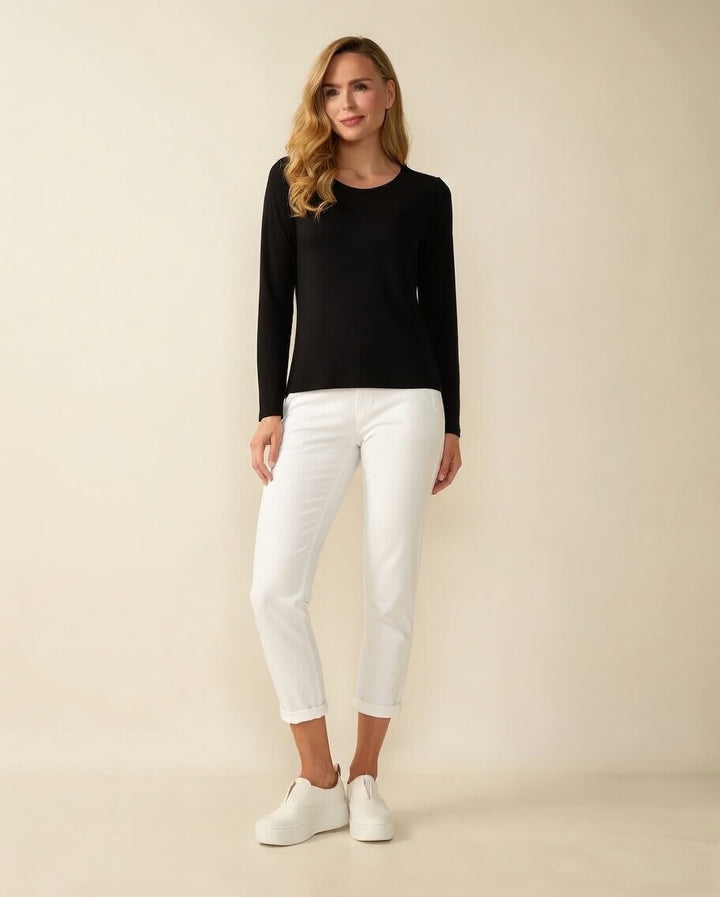Decollage PAULA Schwarzes Langarmshirt