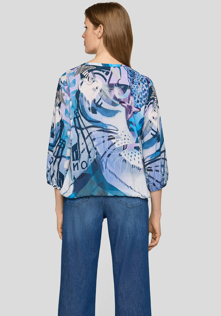 Rabe Lila abstraktes Muster 3/4-langes Top