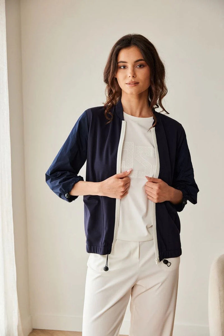 Marineblaue Jacke mit Taftärmeln von Peruzzi