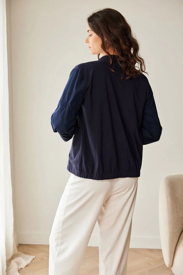 Marineblaue Jacke mit Taftärmeln von Peruzzi