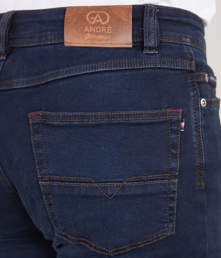 André Sanchez Blue Black Worn Look Straight Jeans
