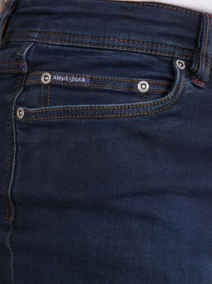 André Sanchez Blue Black Worn Look Straight Jeans