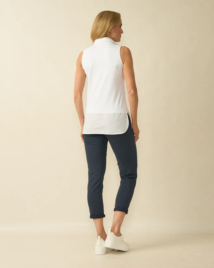 Decollage SIENNA Weißes ärmelloses Layering-Shirt