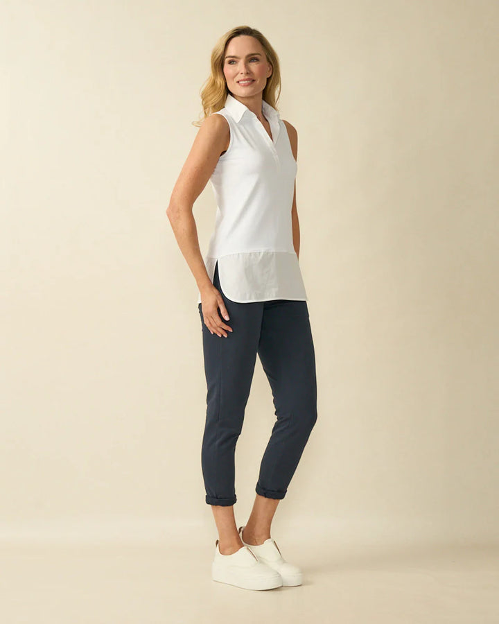 Decollage SIENNA Weißes ärmelloses Layering-Shirt