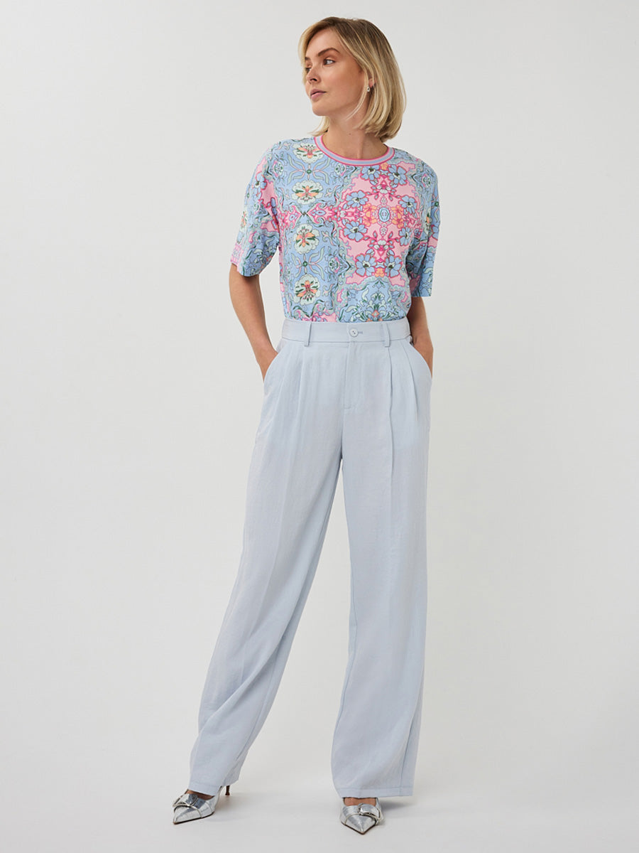 EsQualo Rundhals-Top mit Mehrfarbigem Print