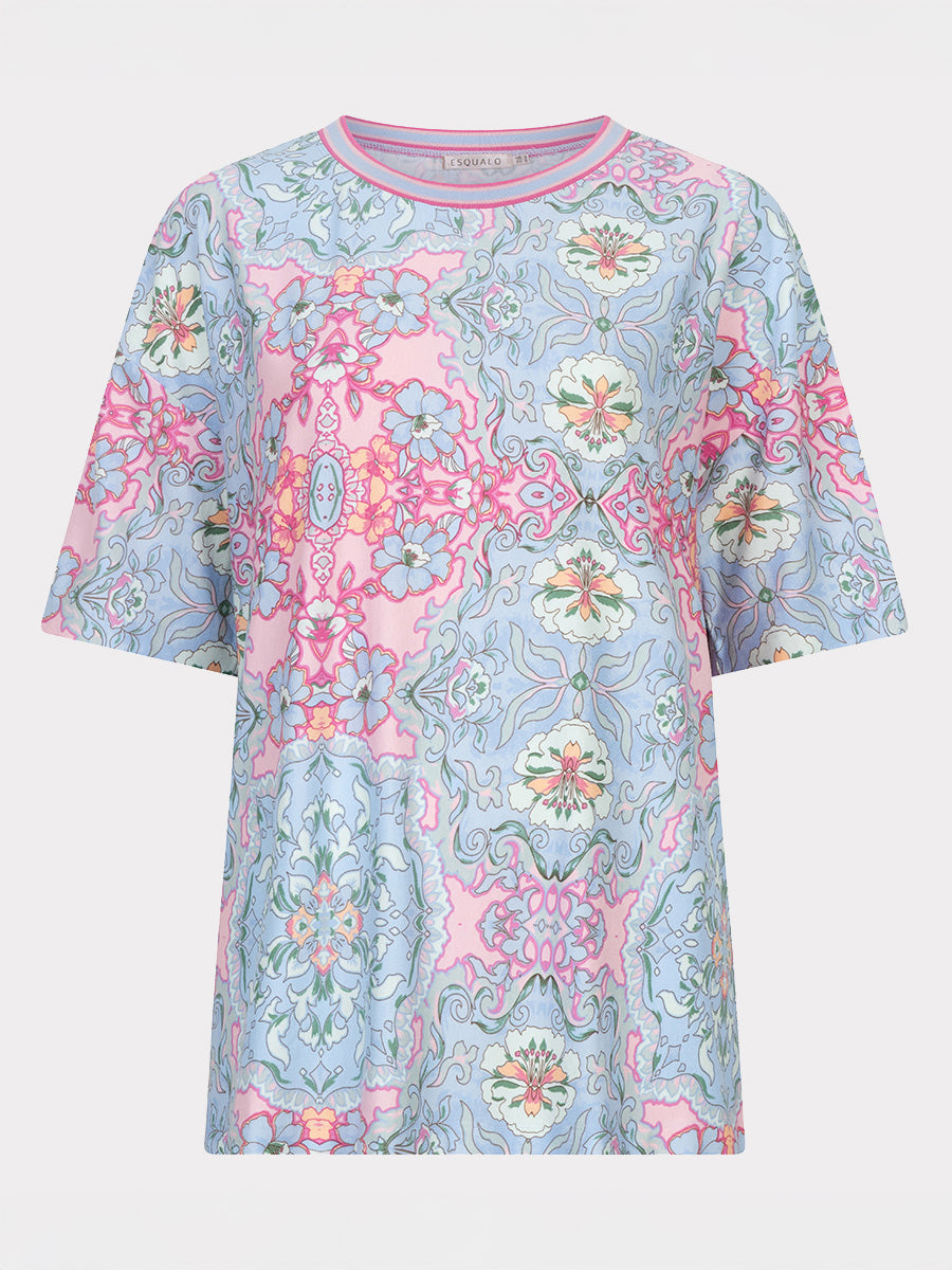 EsQualo Rundhals-Top mit Mehrfarbigem Print