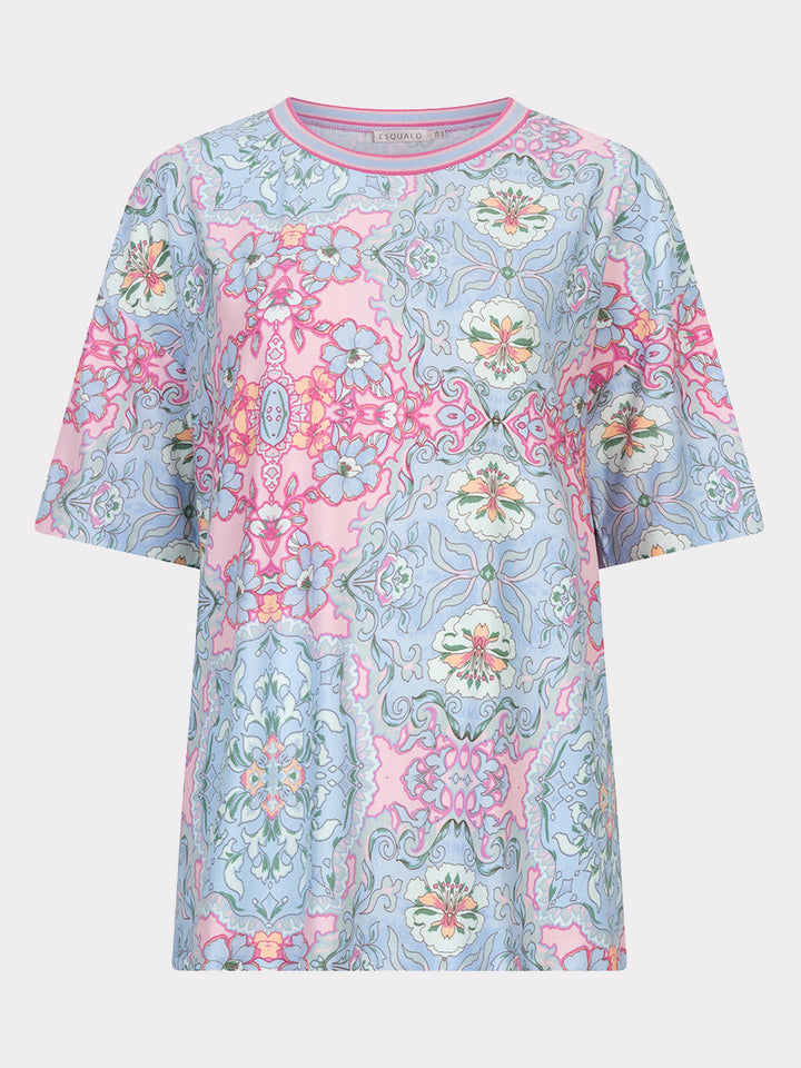 EsQualo Rundhals-Top mit Mehrfarbigem Print