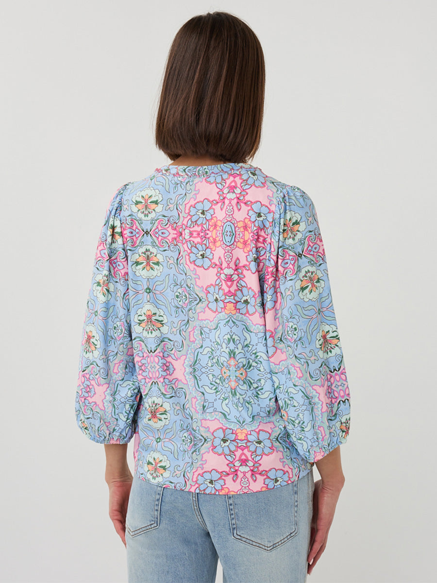 EsQualo Multi Print V-Ausschnitt Top