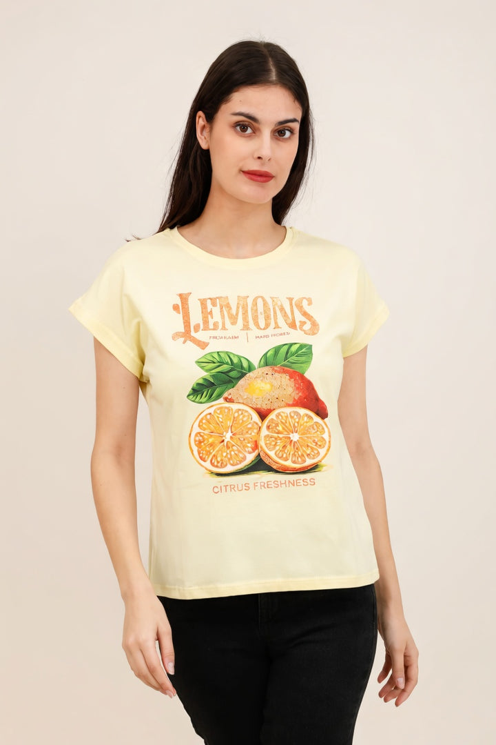 Lemon Cotton Print Top