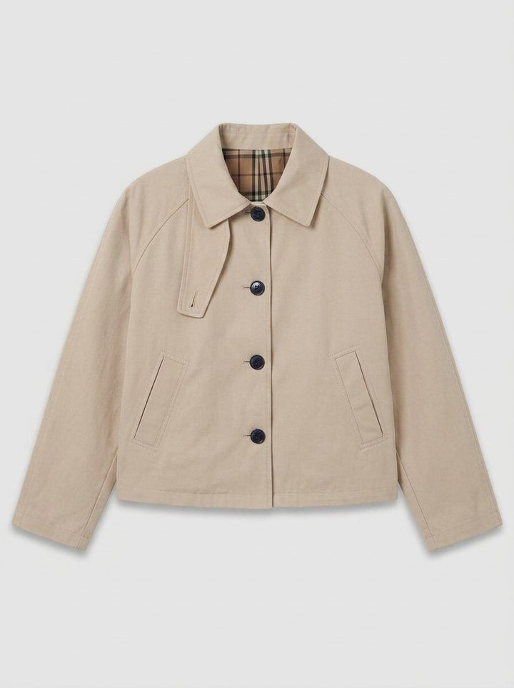 Heritage Reversible Short Trench Coat, Beige