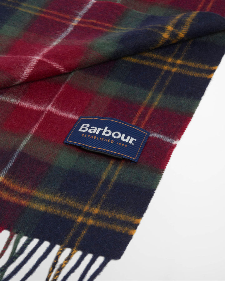 Barbour Wool Cashmere Tartan Scarf, Winter Berry Tartan