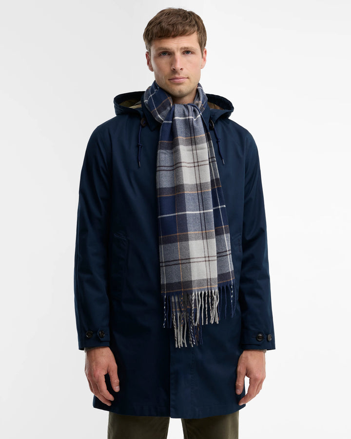 Barbour Galingale Tartan Scarf, Grey Midnight Tartan