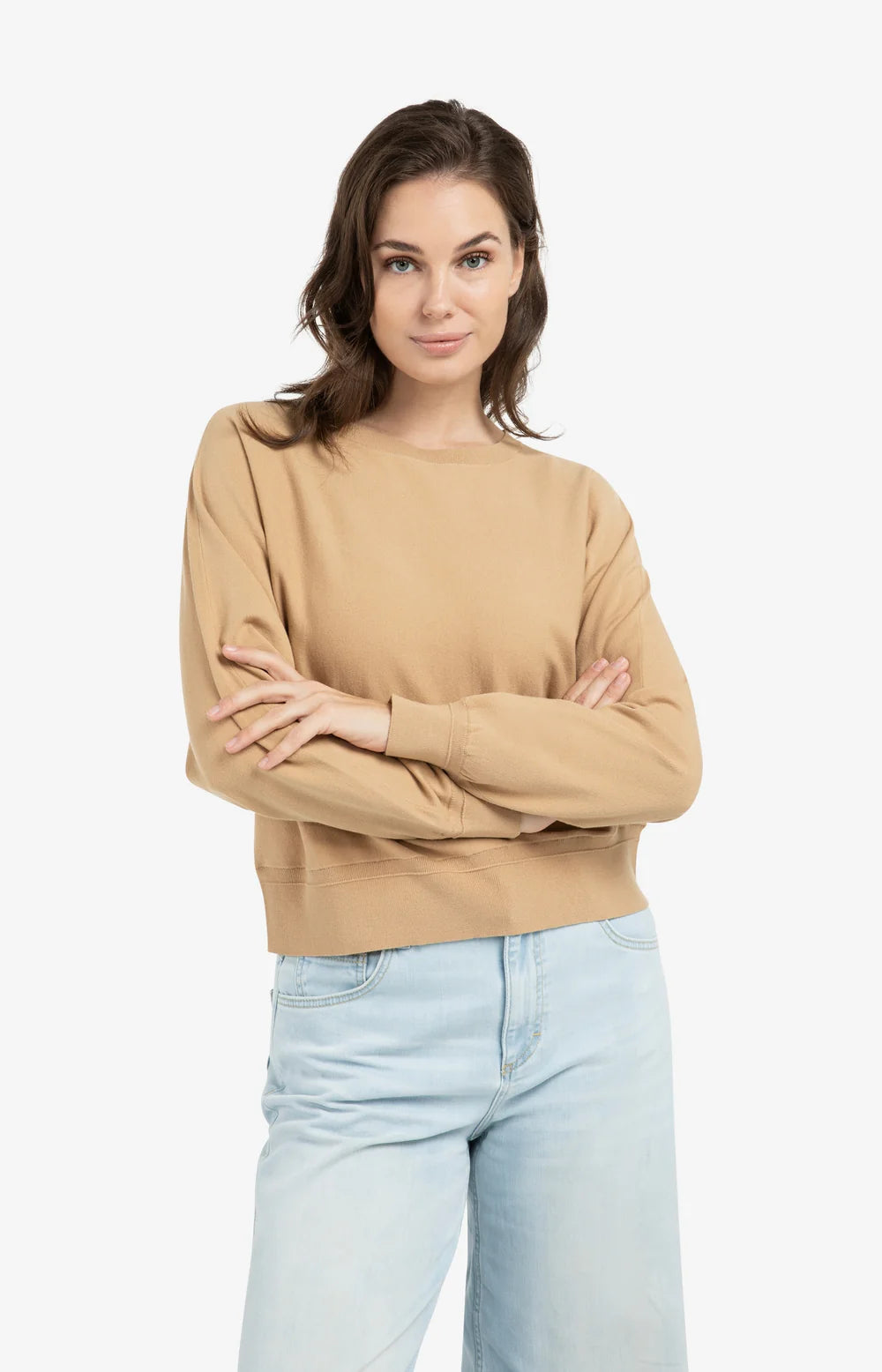 YAYA Tan Brown Batswing Sweater