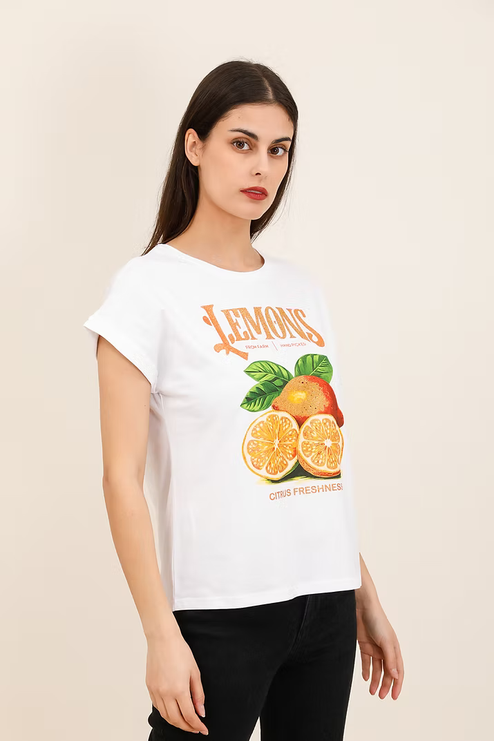Lemon Cotton Print Top