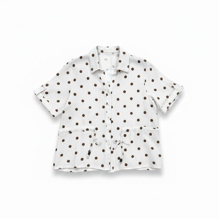 Short-sleeve polka dot print blouse - image 6