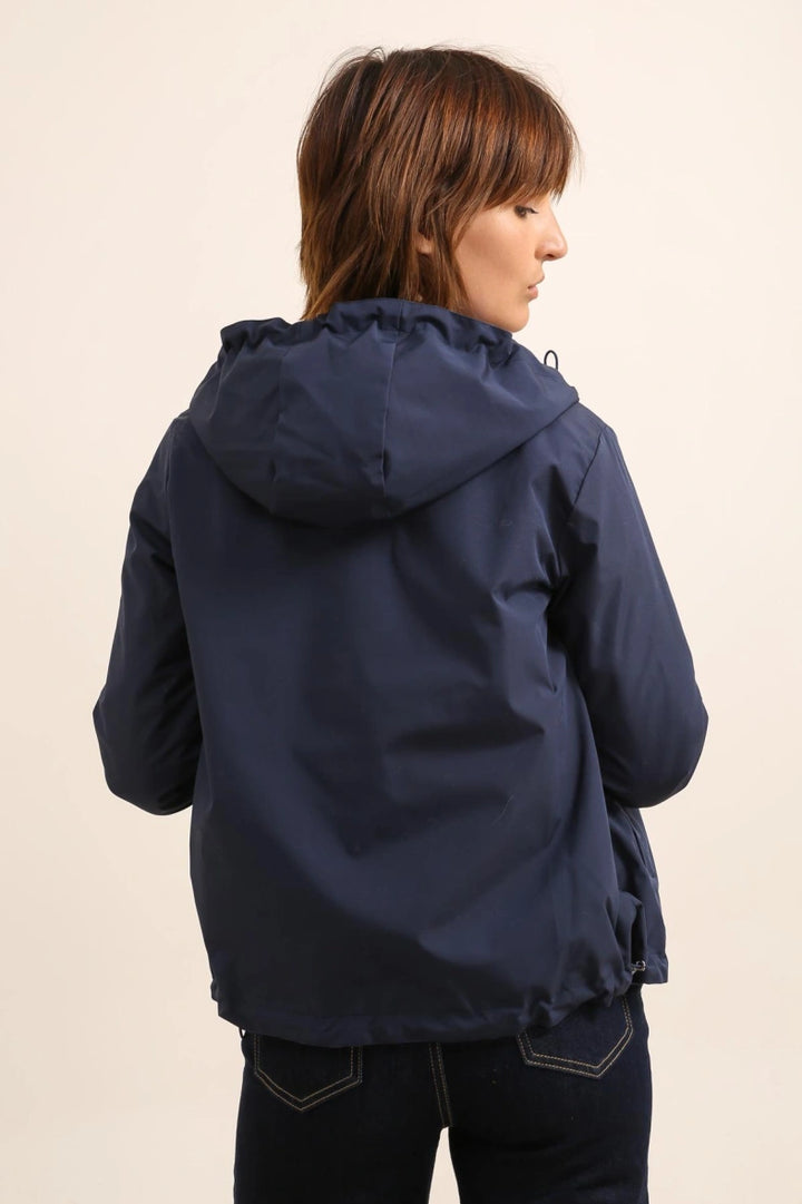 Langer, wasserdichter Parka in Khaki mit Kapuze