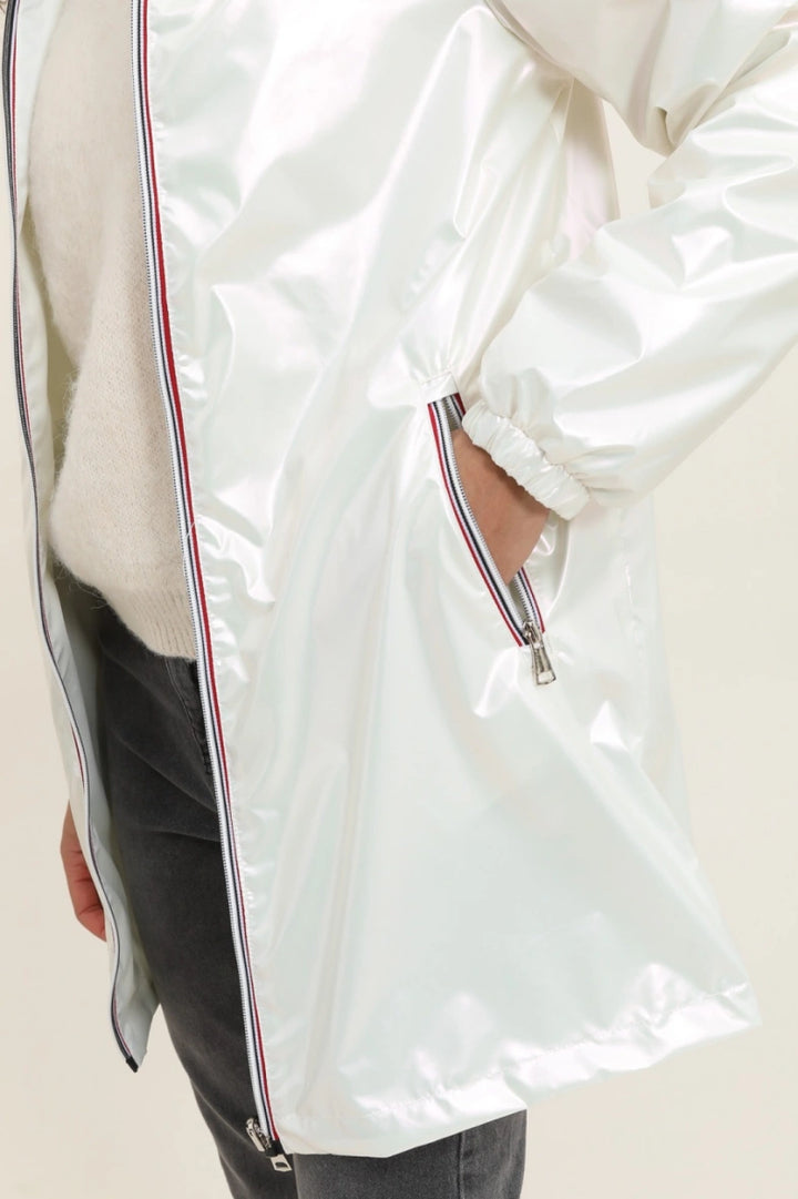 Langer, wasserdichter Parka in Khaki mit Kapuze