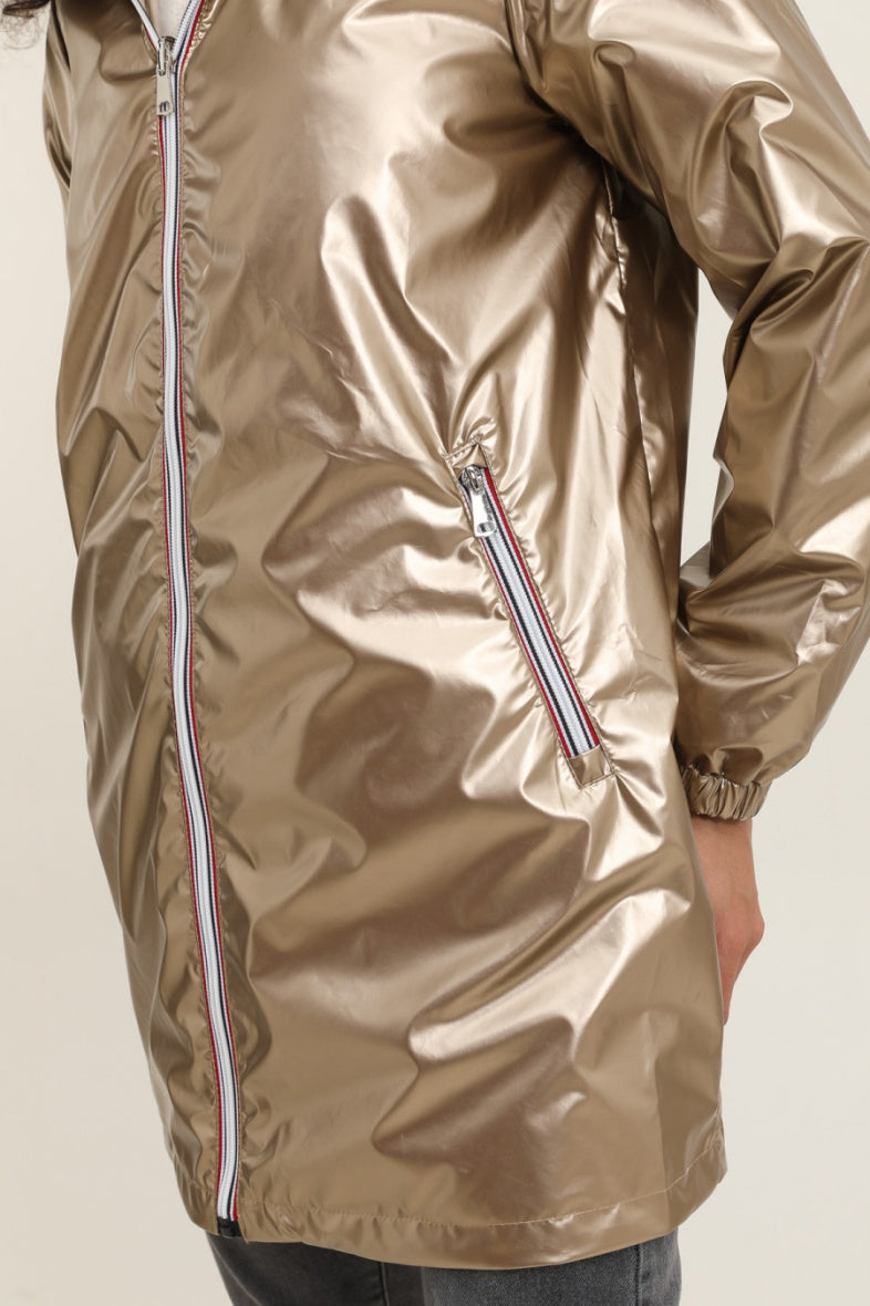 Langer, wasserdichter Parka in Khaki mit Kapuze