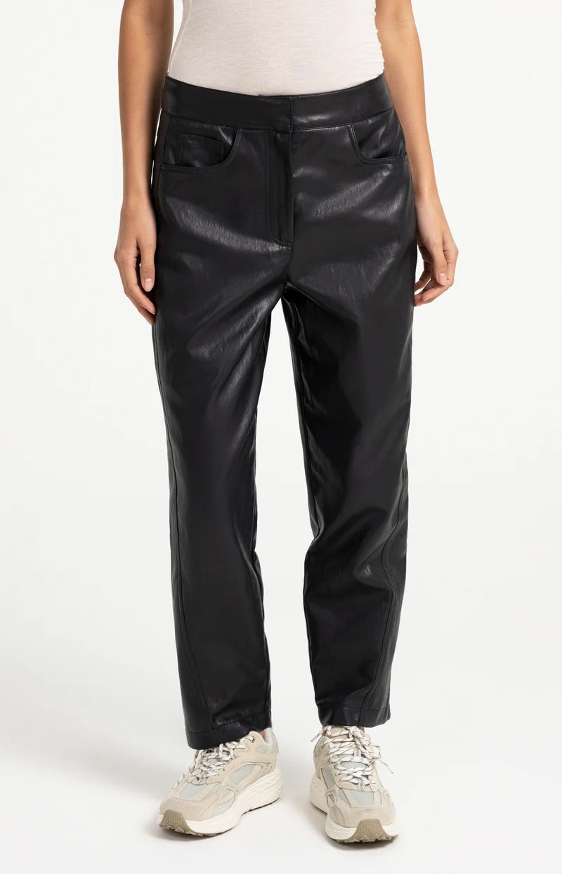 YAYA Faux Leather Carrot Fit Trousers, Black