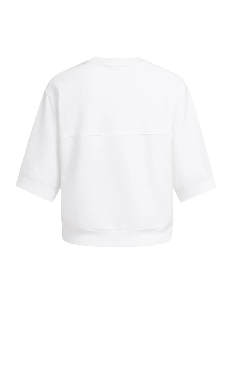 YAYA Jersey Rib Top with Short Sleeves, White