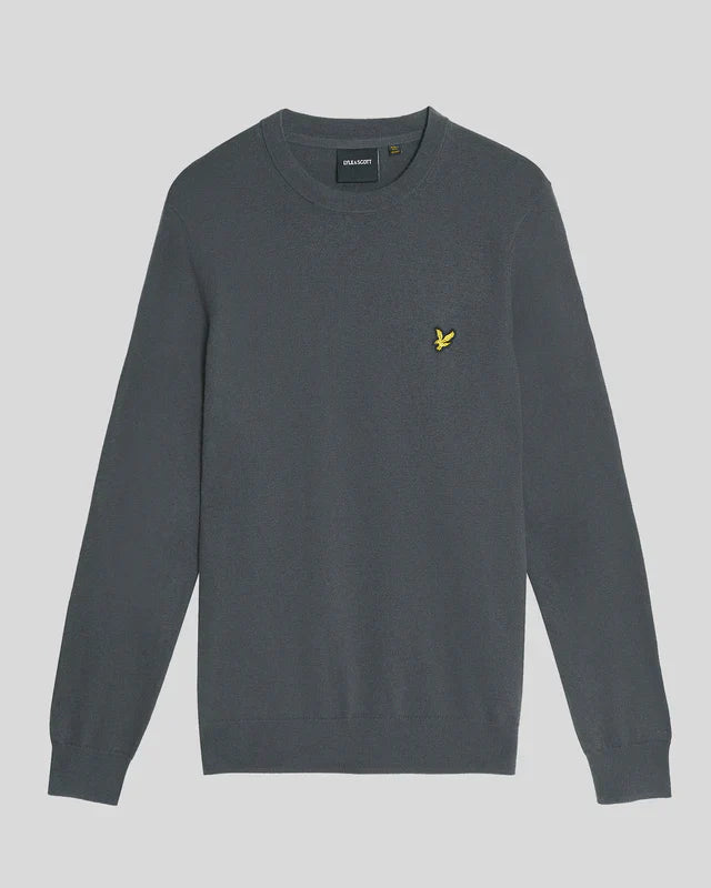 Lyle & Scott Grey Cotton Merino Crew Neck Jumper