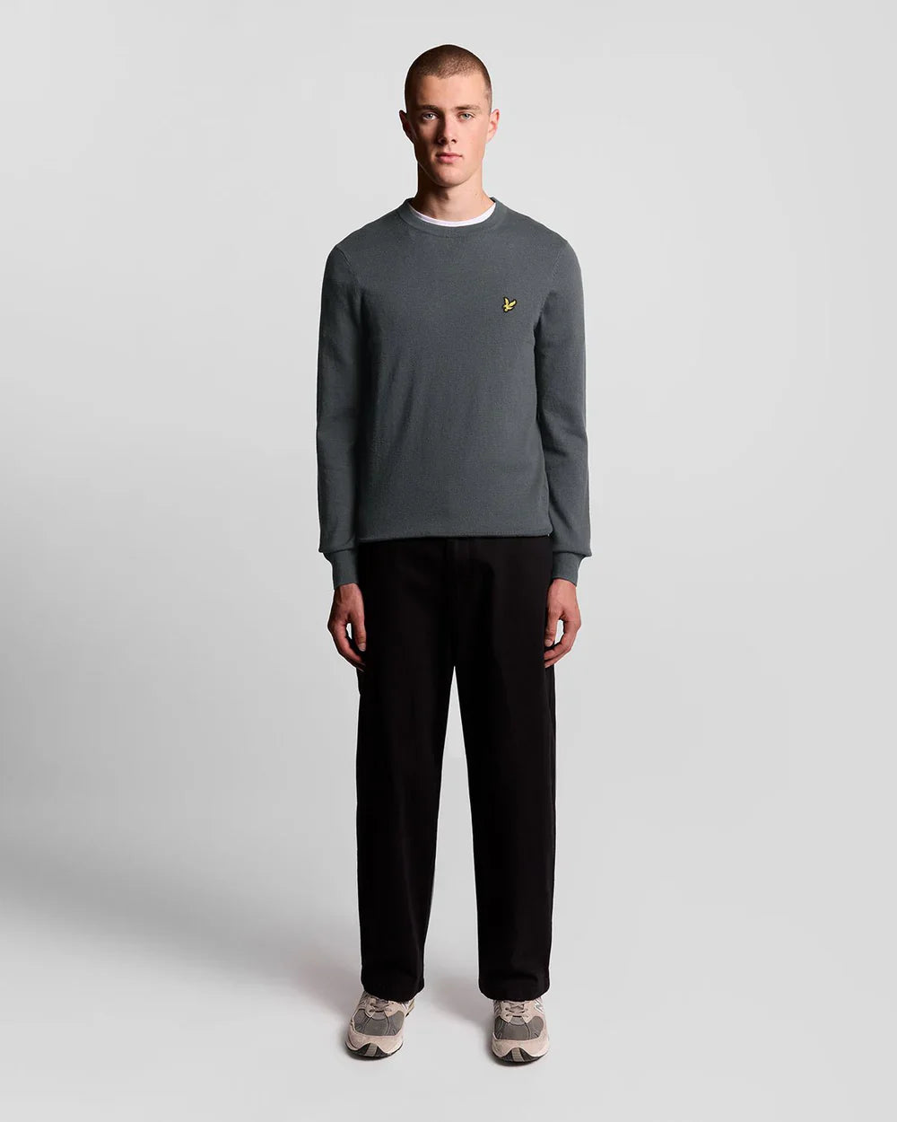 Lyle & Scott Grey Cotton Merino Crew Neck Jumper