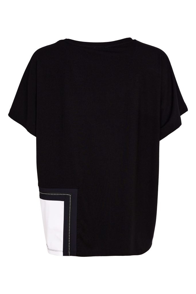 NAYA Schwarz-Weißes Kontrasttaschen-Top