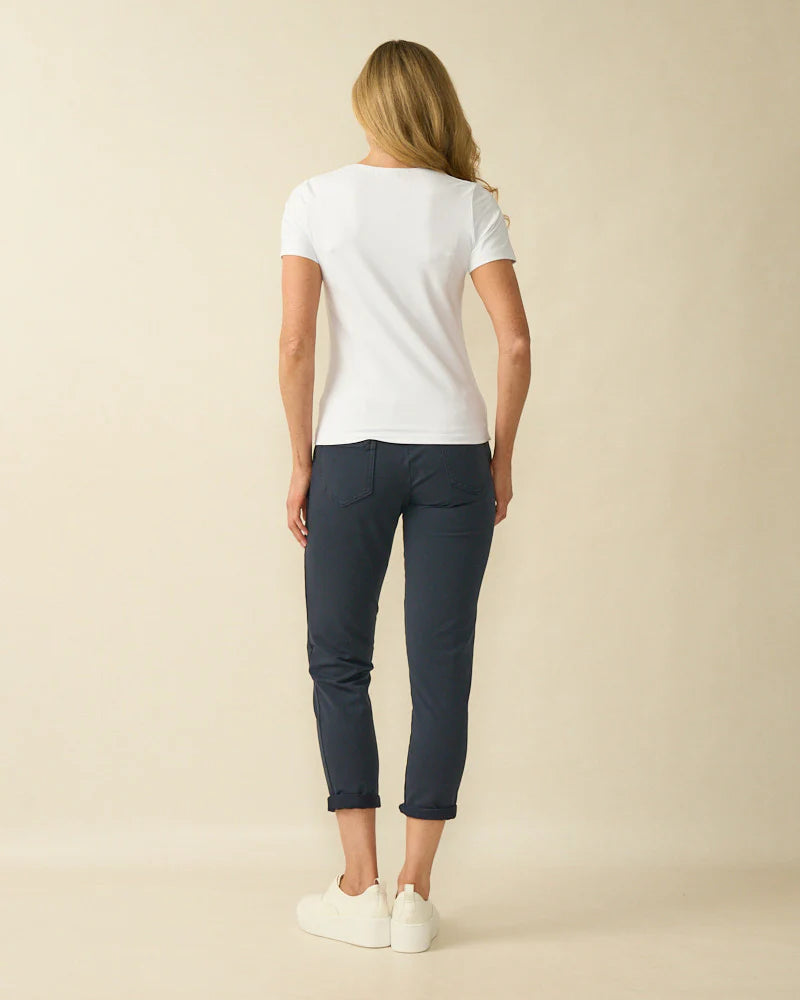 Decollage Petra Weißes Kurzarmtop