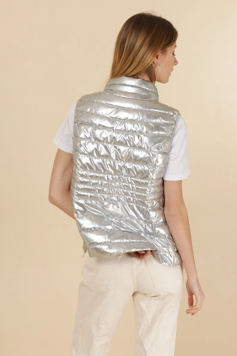 Leichte Metallic-Daunenweste